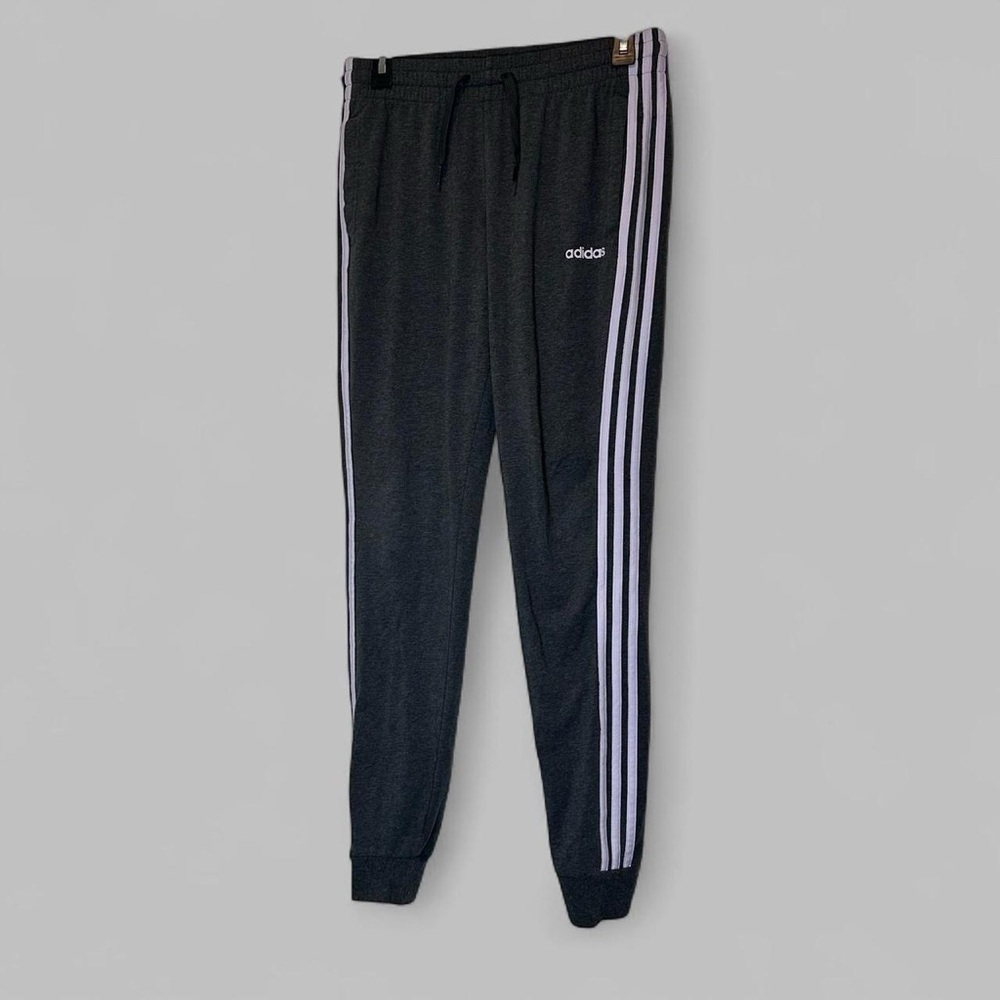 Adidas Gray Joggers with lilac 3 stripe Sz Small
